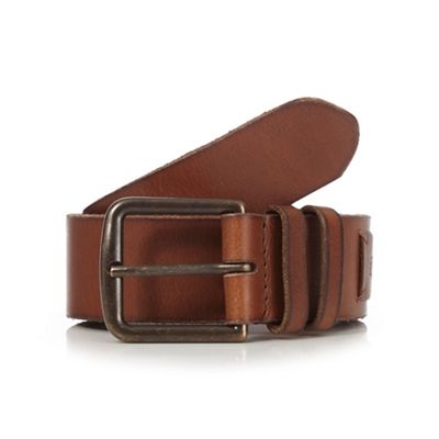 Brown leather pin buckle belt